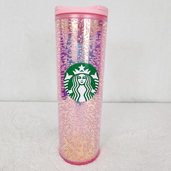 2020 Starbucks Pink Bubble Gradient Cold Cup Slide Lid Green Mermaid Siren 16 oz - Picture 1 of 9